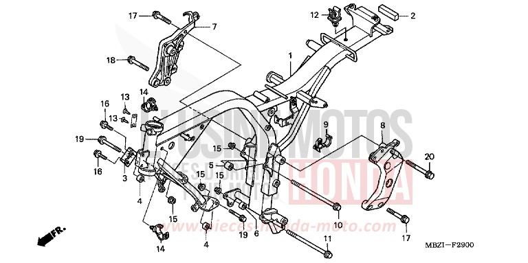 FRAME BODY (CB600F2/F22) for Hornet S BLACK (NH1) from 2002